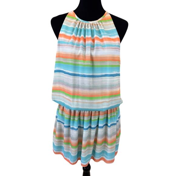 RAMY BROOK X RTR Women's Blue Multi Printed Paris Sleeveless Dress Size Large - Picture 4 of 8